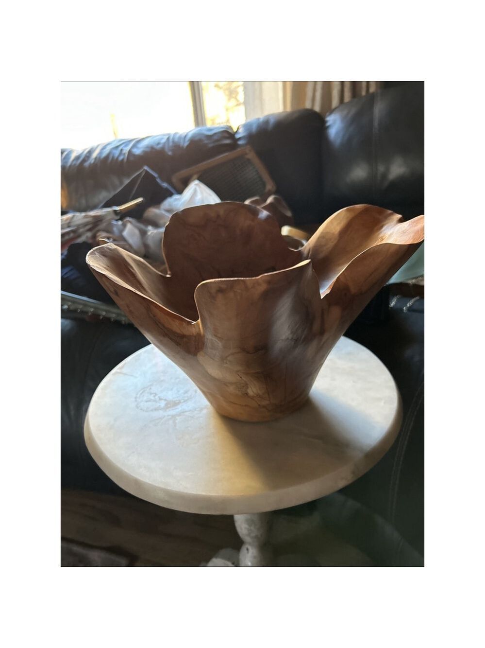 Vintage Mid-Century Hand-Carved Wooden Fruit Bowl